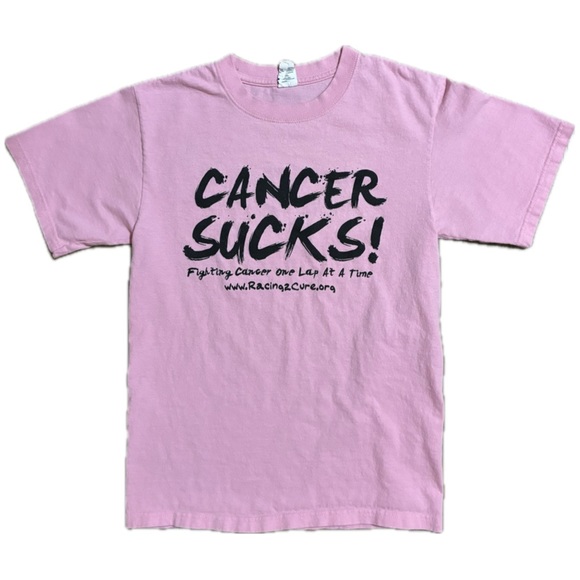 Cancer Sucks Short Sleeve Pink Graphic Tee Shirt Race to Cure Size S - Picture 2 of 4